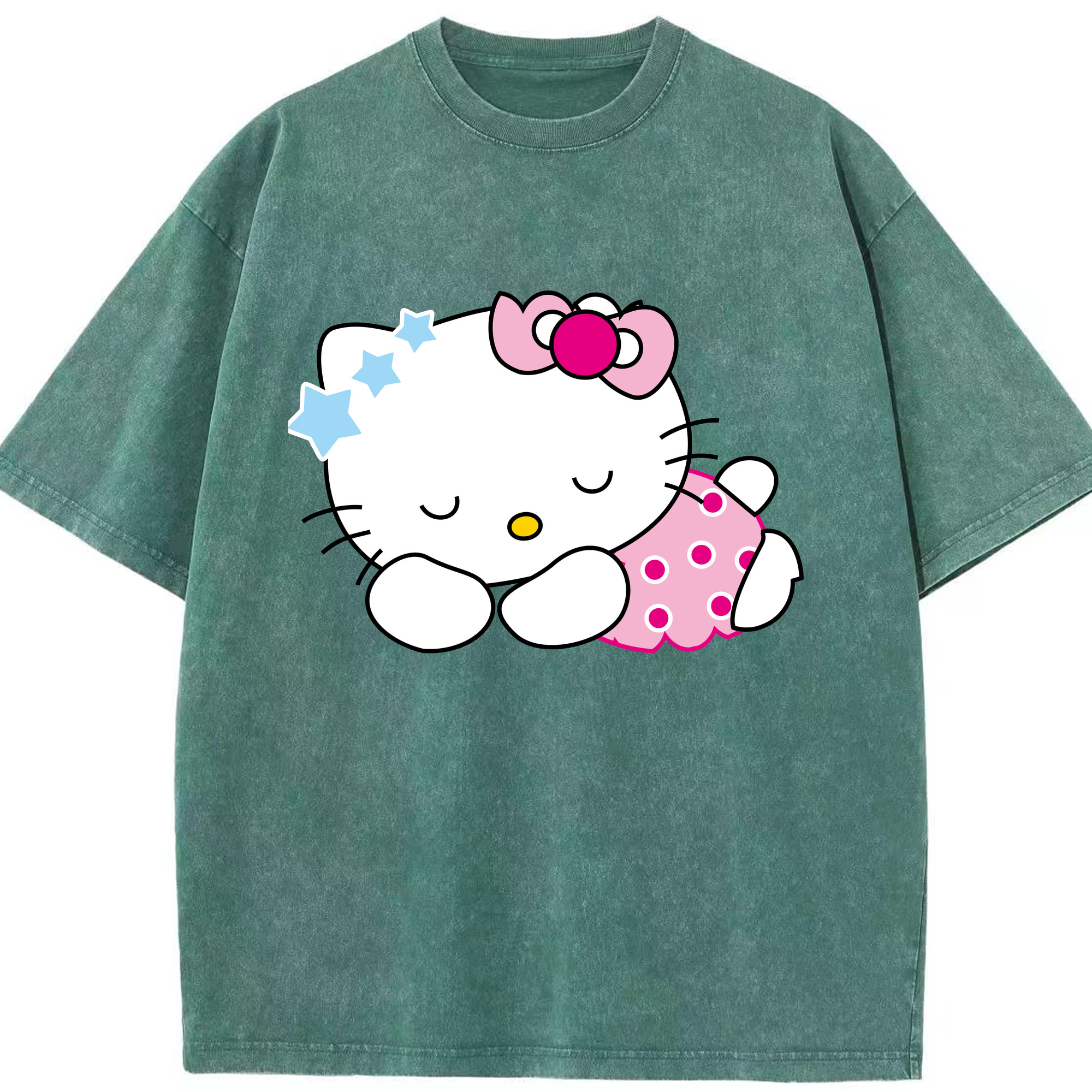 （画像用） Hello Kitty ハローキティ 綿100% ヴィンテージ風 半袖Tシャツ（フロントプリント）